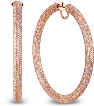 Rose Gold Diamond Hoop Earrings PNG Image