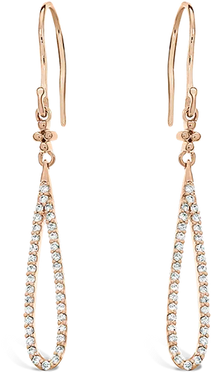 Rose Gold Drop Earringswith Diamonds PNG Image