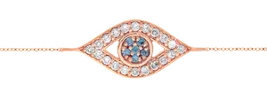 Rose Gold Evil Eye Braceletwith Diamondsand Sapphires PNG Image