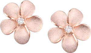 Rose Gold Flower Earringswith Diamonds PNG Image