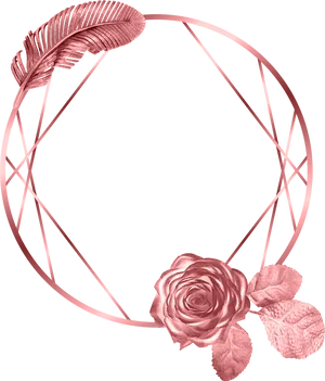 Roseand Feather Circular Frame PNG Image