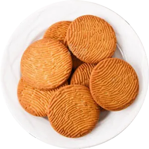 Round Biscuitson Plate PNG Image