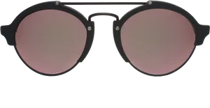 Round Frame Sunglasses Black PNG Image