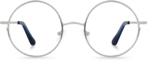 Round Silver Eyeglasses Isolatedon Black PNG Image