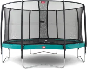 Round Trampolinewith Safety Net PNG Image