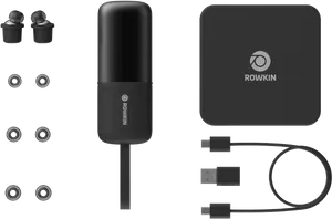 Rowkin Wireless Earbudsand Charging Accessories PNG Image