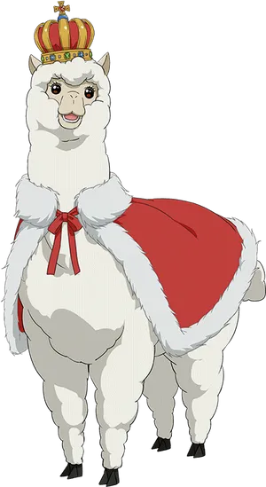 Royal Alpaca Cartoon Character PNG Image