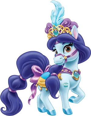 Royal Blue Pony Cartoon Character PNG Image