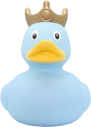 Royal Blue Rubber Duck Wearing Crown PNG Image