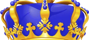 Royal Blueand Gold Crown Illustration PNG Image