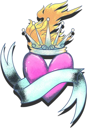 Royal Heart Tattoo Design PNG Image