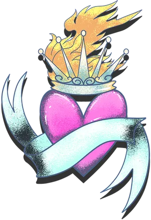 Royal Heart Tattoo Design PNG Image