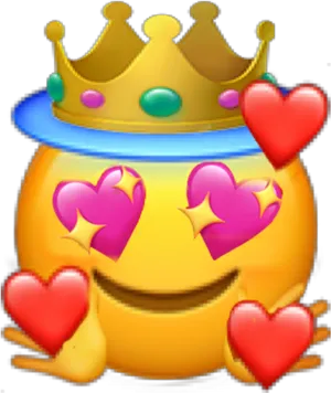 Royal Love Emojiwith Heartsand Crown.png PNG Image