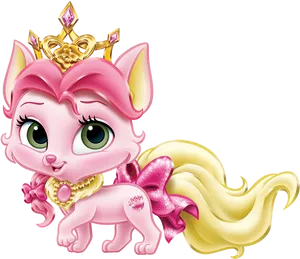 Royal Pink Kitty Cartoon PNG Image