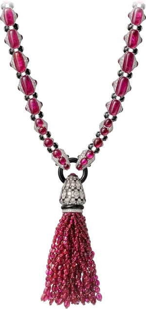 Rubyand Diamond Tassel Necklace PNG Image