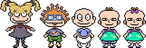 Rugrats8bit Character Lineup PNG Image