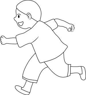 Running Child Cartoon Outline PNG Image