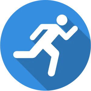 Running Person Icon Blue Circle PNG Image