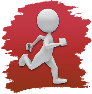 Running Stickman Red Background PNG Image