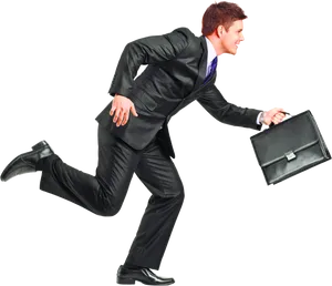 Rushing Businessmanwith Briefcase PNG Image