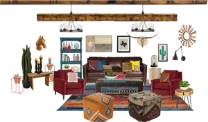 Rustic Chic Living Room Decor PNG Image