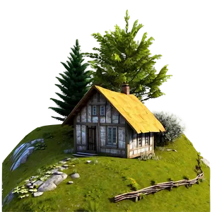 Rustic Cottage On A Hill Png Tim65 PNG Image