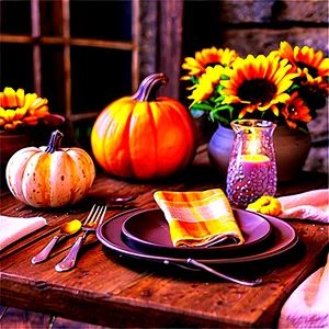 Rustic Fall Table Setting Png Pvg PNG Image