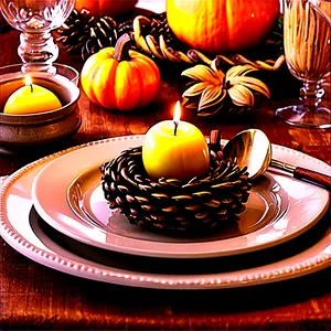 Rustic Fall Table Setting Png Qdm78 PNG Image