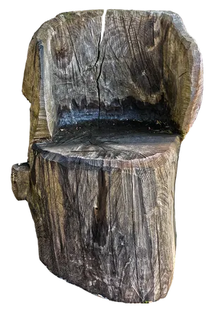 Rustic Log Chair Carving PNG Image