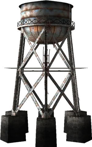 Rustic Water Tower Structure PNG Image