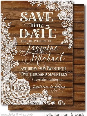 Rustic Wedding Save The Date Invitation PNG Image