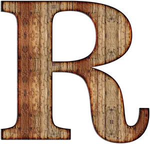 Rustic Wooden Letter R Texture PNG Image