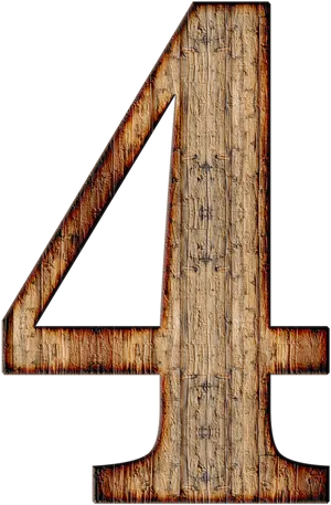 Rustic Wooden Number4 PNG Image