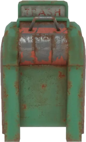 Rusty Green Trash Can PNG Image