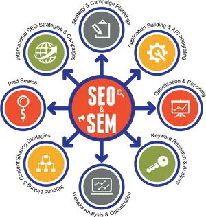 S E Oand S E M Strategies Infographic PNG