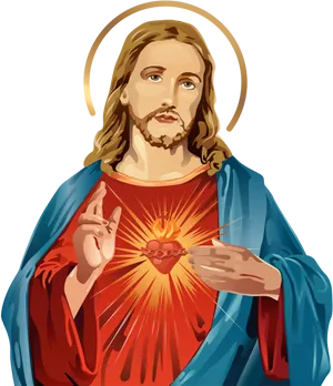 Sacred Heart Of Jesus_ Illustration PNG Image