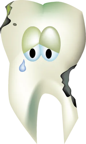 Sad Decayed Tooth Cartoon PNG Image