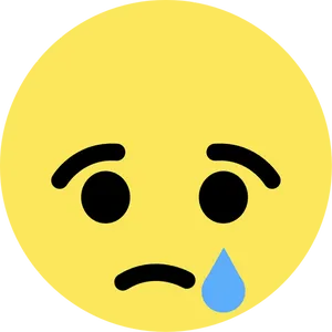 Sad Face Emojiwith Tear PNG Image