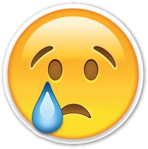 Sad Face Emojiwith Tear PNG Image