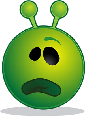 Sad Green Alien Cartoon PNG Image