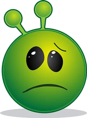 Sad Green Alien Cartoon PNG Image