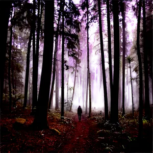 Sad Person In Misty Forest Png Oug PNG Image