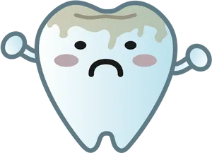 Sad Tooth Cavity Cartoon PNG