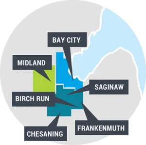 Saginaw Bay City Midland Region Map PNG