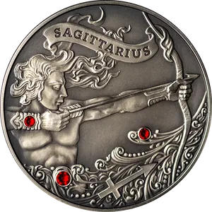 Sagittarius Zodiac Coin PNG Image