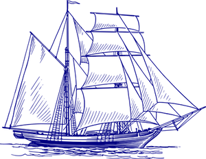 Sailing Ship Outline Art PNG Image