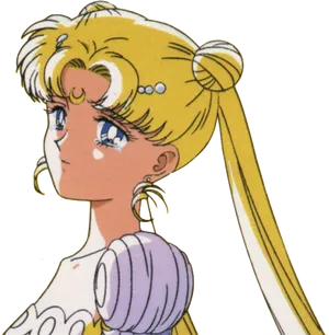 Sailor Moon Side Profile Emotional PNG Image