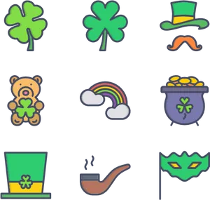 Saint Patricks Day Icons Set PNG Image