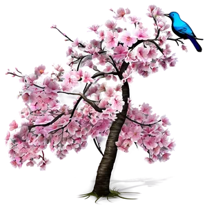 Sakura Tree With Bird Perching Png 06122024 PNG Image