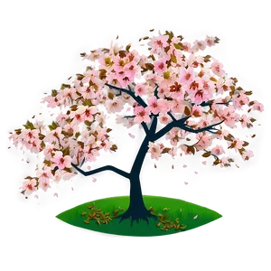 Sakura Tree With Falling Leaves Png Gsf PNG Image